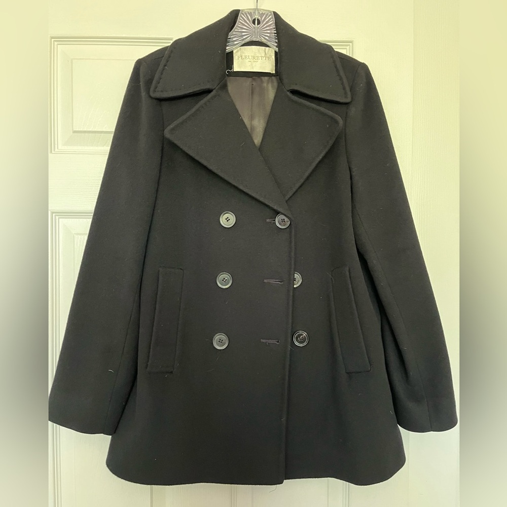 Fleurette Double-breasted Button Closure Pea Coat